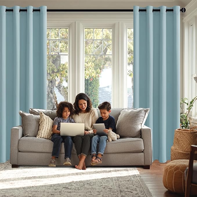 JIUZHEN Light Blue Blackout Curtains