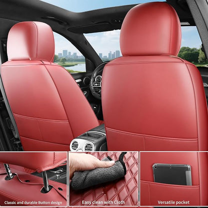 Front Burgundy Automotive Seat Covers Set of 2,Universal Precision Fit Contoured Thick Texture Nappa Leather Red Leather Seat Covers Automotive Seat Covers & Accessories,Style1 Wine Red
