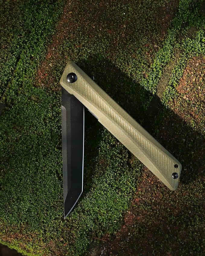 Pocket Knife GD22K, Flipper Open D2 Steel Tanto Folding knife with Durable G10 Handle,Men Women Everyday Carry EDC Knife,Sharp Camping Hiking Daily Work Knives