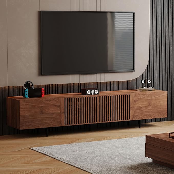 gaoyangjiaju 94.48" Mid-Century Modern TV Stand, Walnut Media Console