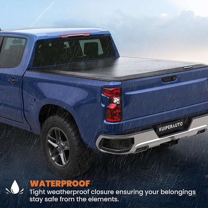 KUIPERAUTO 6.5FT Roll-Up Soft Vinyl Truck Bed Tonneau Cover Compatible for 07-13 Chevy Chevrolet Silverado/GMC Sierra 1500| 07-14 Silverado/Sierra 2500HD 3500HD Fleetside On Top -78 Inch