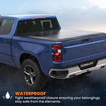 KUIPERAUTO 6.5FT Roll-Up Soft Vinyl Truck Bed Tonneau Cover Compatible for 07-13 Chevy Chevrolet Silverado/GMC Sierra 1500| 07-14 Silverado/Sierra 2500HD 3500HD Fleetside On Top -78 Inch