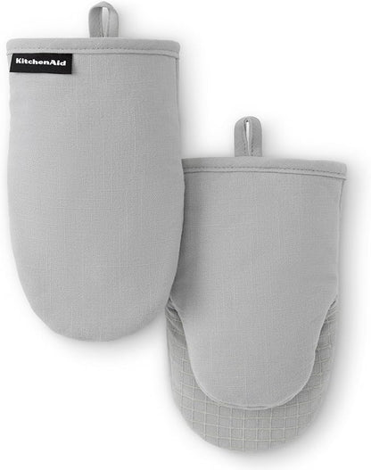 KITCHENAID Gourmet Series Gridlines Mini Oven Mitts 2-Pack Set, Heat Resistant