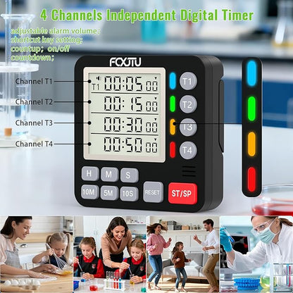 Digital Dual Kitchen Timer, 4-Channel Magnetic Countdown Timer