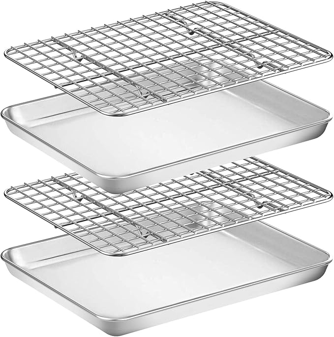 Baking Sheet with Rack Set, Wildone Stainless Steel Cookie Sheet Baking Pan