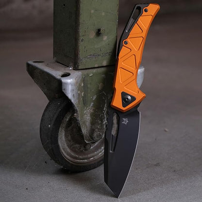 Fox Knives Chronos FX-552 ALBOR Premium Folding Knife 3.54in CPM MagnaCut Steel Blade, Reverse Tanto, Frame Lock, Tip-up Carry, EDC Pocket Knife, Made in Italy (Orange Anodized Aluminum)