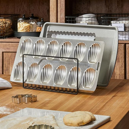 mDesign Metal Pan Organizer for Kitchen Cabinet, Pantry Shelf