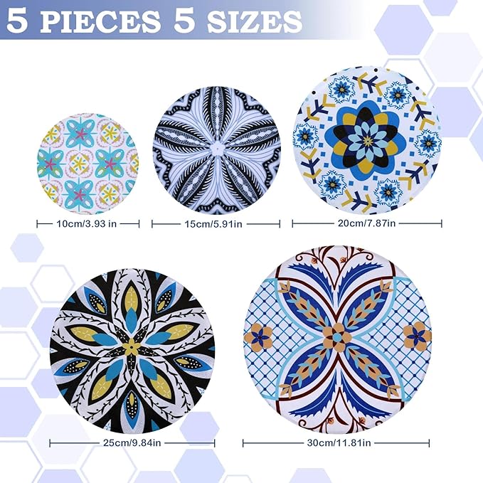 5-Size Reusable Beeswax Bowl Covers