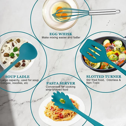 E-far 10 Pieces Silicone Cooking Utensils Set, Heat Resistant Kitchen Utensil