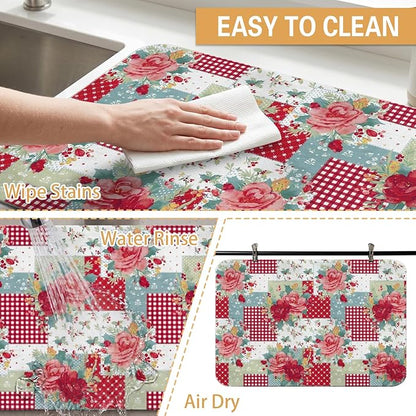 Kitchen Countertop Dish Drying Mat, Super Absorbent Coffee Bar Mat