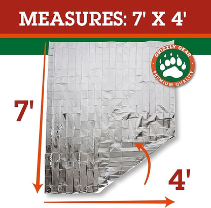 Emergency Mylar Blanket 4 Pack- 7' x 4' 1/3" Thermal Weatherproof Survival Gear- Durable Tearproof Prepper Supplies