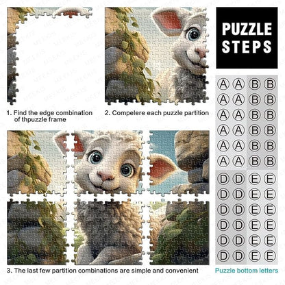 Sheep Thickened Wooden Jigsaw Puzzles 1000 Pieces 3D Animal for Adults Fun Education Game Home Decoration Toy Intellectual Game Stress Relief Toy Premium & Durable 1000pcs (75x50cm)