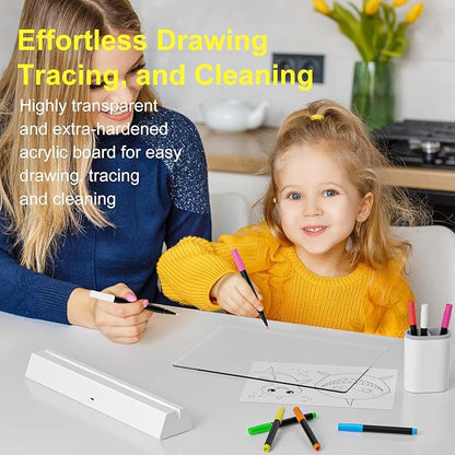 LED Note Board with Colors, Rechargeable 17-Inch Doodle Glow 9-Mode Light Up