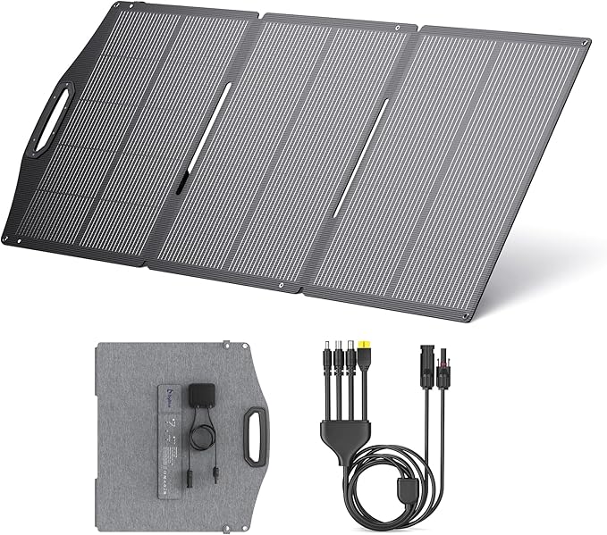 BigBlue SolarPowa 150 Foldable Solar Panel with Kickstands, IP68 Waterproof, 25% High Conversion Efficiency, N-Type Solar Cell, 150W Portable Solar Panel Charger for Camping, RV, Hurricane Blackout