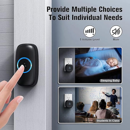 SECRUI Wireless Doorbell with 3Receivers 2 Push Buttons, Easy installation