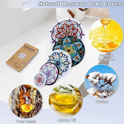 5-Size Reusable Beeswax Bowl Covers