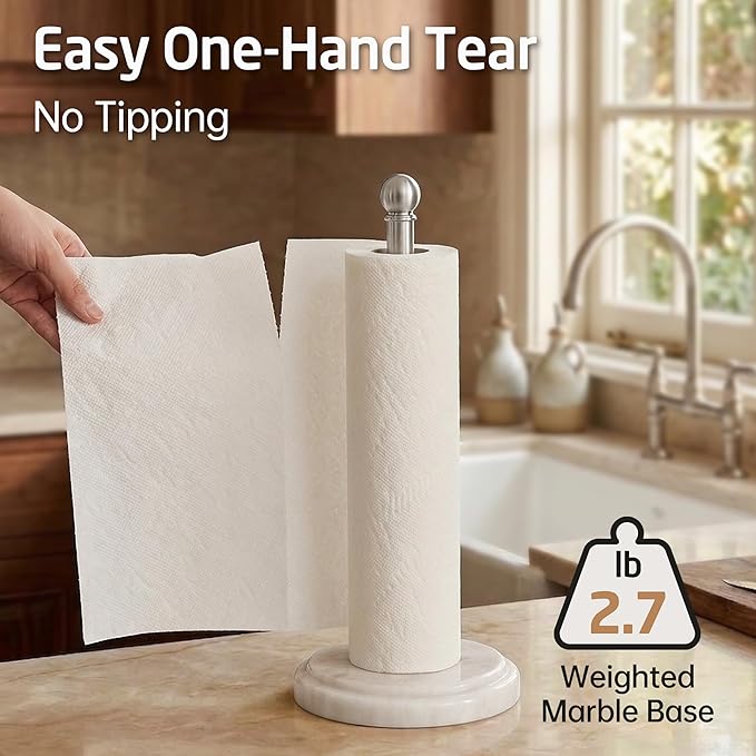 KES Anti-Slip Marble Paper Towel Holder Countertop