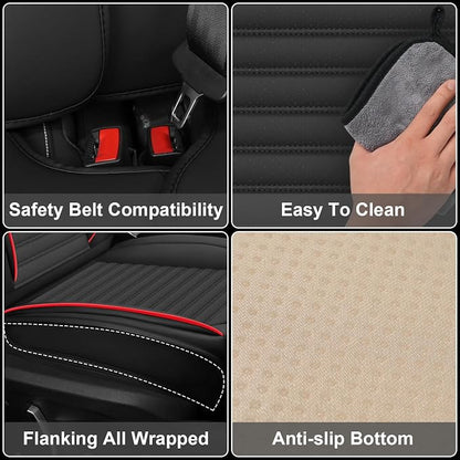 Seat Covers Full Set Fit for Nissan Rogue 2015-2026, Breathable and Comfortable Leather Car Seat Cover, Standard Waterproof Cushion Cover Auto Interior Accessories (Black Red)