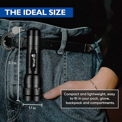 WINDFRIE 2 Pack LED Tactical Flashlights, Single Mode Handheld Flashlights, Bright EDC Emergency Small Flash Light, Water Resistance Portable LED Torches (Battery Not Include)