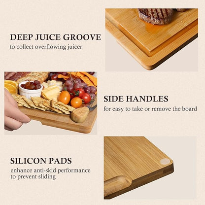 Empune Bamboo Cutting Board Set, Wood Cutting Boards