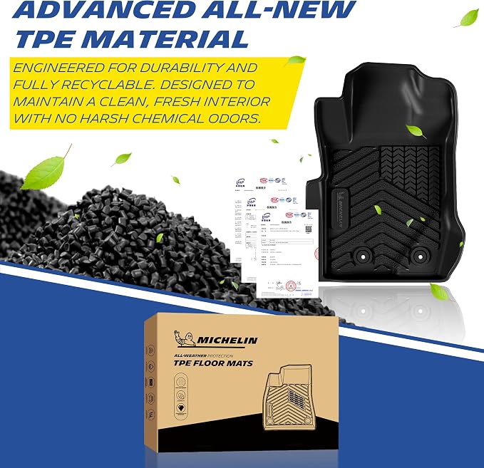 Michelin Floor Mats, All-Weather TPE Custom Fit Liner for 2021-2026 Ford Bronco 4-Door, Premier