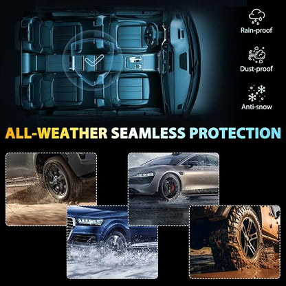 Floor Mats for Toyota Highlander 2014-2019, Custom Fit All Weather TPE Rubber Floor Liners for Highlander, Heavy Duty Car Full Mats Accessories 3 Rows and Cargo Liner with Backrest Set