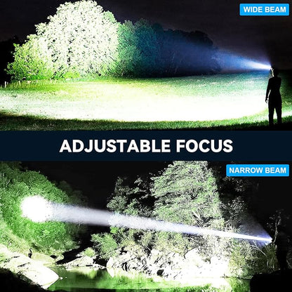 Flashlight Rechargeable LED High Lumens - 99,000 Lumens Super Bright Flashlights with 5 Modes, Adjustable，Waterproof Powerful Flash Light for Home, Camping(2 Pack)