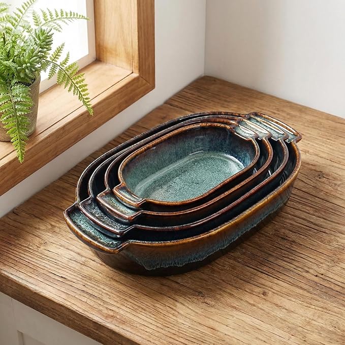 Ceramic Oval Casserole Baking Dish, 1.8 Quarts Baking Dish