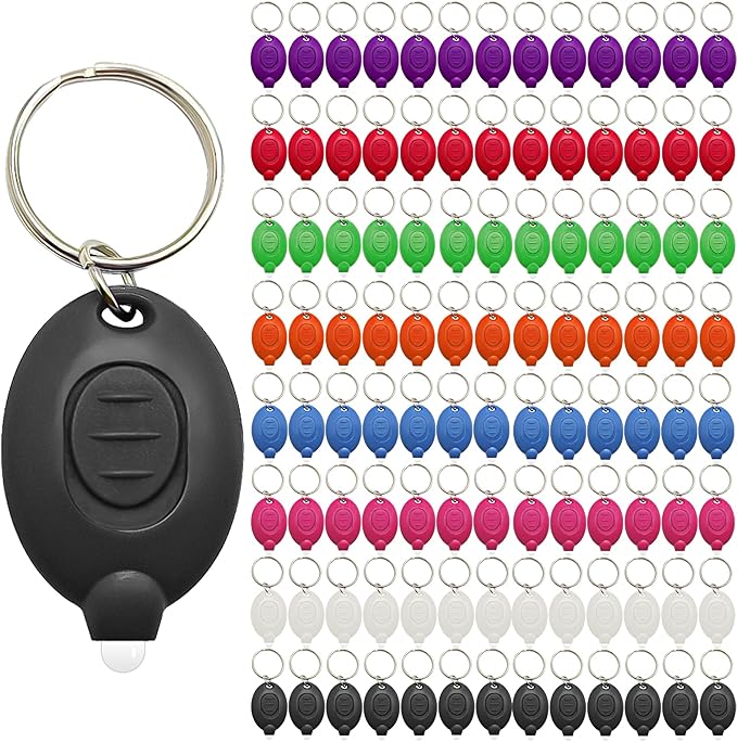 Mini LED Keychain Flashlights Ultra Bright Keychain Flashlight Bulk, Compact and Lightweight Micro Torch, Emergency and Outdoor Pocket Flashlight, Multicolor Shell (104PCS)