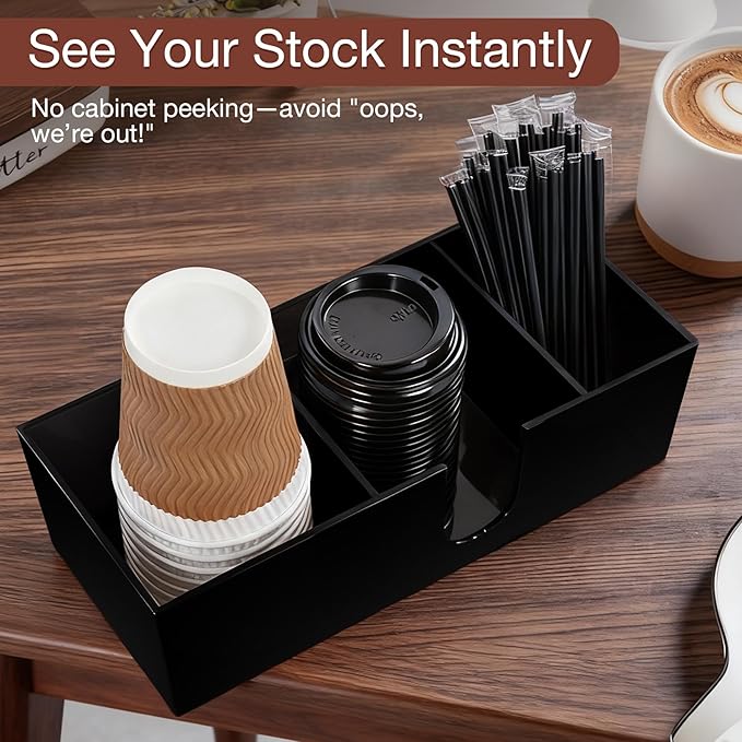 Acrylic Coffee Cup Holder for Countertop, 3 Slots Acrylic Coffee Bar