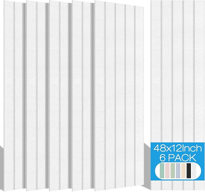 BUBOS 6 Pack Large Acoustic Panels, 48x12Inch SoundProof Panels