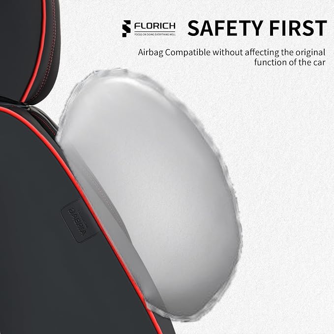 FLORICH Seat Covers, Car Seat Covers Full Set, Luxury Nappa Leather Seat Covers, Breathable and Waterproof Car Seat Protector 5 Seat, Automotive Seat Covers Universal Fit for Most Cars-Black