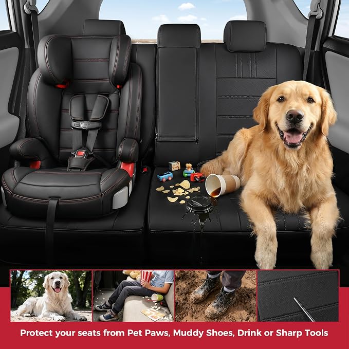 FREESOO RAV4 Seat Covers Full Set Custom Fit for Toyota Rav4 XLE,Platinum, Limited 2013-2018 & SE 2016-2018, Faux Leather Car Seat Cover, Airbag Compatible, Black