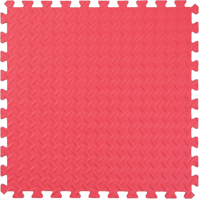 IncStores 1/2 Inch Thick Diamond Soft Foam Flooring Tiles | High-Density Interlocking Foam Tiles for Rugged Style in Your Home Gym, Playroom, and More | Red, 6 Tiles