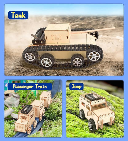 6-in-1 STEM Kits for Kids Age 8-12, Educational STEM Toys for Boys and Girls, Wooden Building Kit for Kids STEM Science Experiments Kit, Ideal Christmas Birthday Gifts for 8 9 10 11 12 13 Year Old