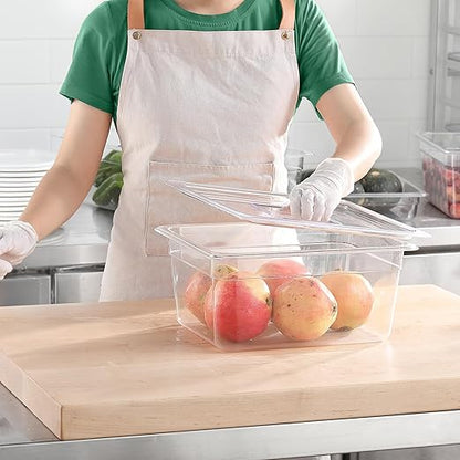 6 PCS Lids Universal 1/2 Size Polycarbonate Clear Food Pan Lids with Handle Dishwasher Safety Food Storage Container Cover for Party Food Prep Table Hotel BPA Free