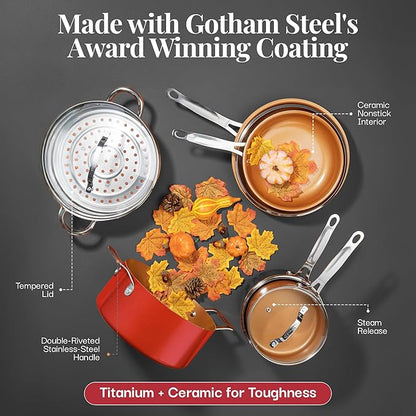 Gotham Steel 20 Pc Pots and Pans Set Nonstick Cookware + Bakeware Set, Complete