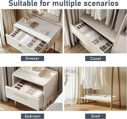 Joyoldelf Sock Drawer Organizer Divider 2 Packs Underwear Organizer, 24 Cell +
