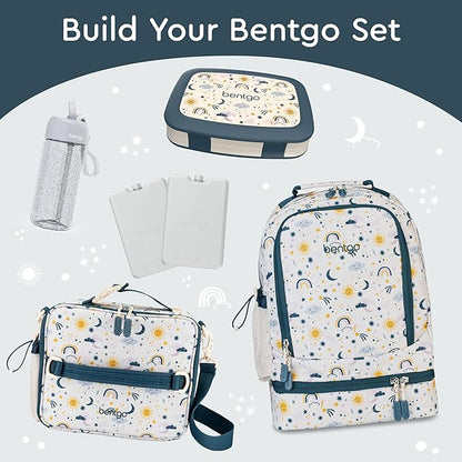 Bentgo Kids Prints Leak-Proof, 5-Compartment Bento-Style Kids Lunch Box - Ideal Portion Sizes for Ages 3-7, Durable, Drop-Proof, Dishwasher Safe, & PFAS & BPA-Free Materials (Friendly Skies)