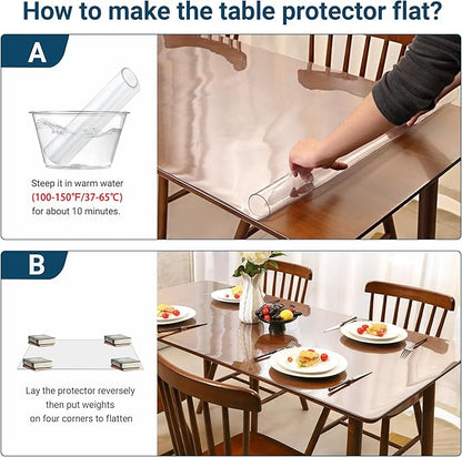 Clear Table Cover Protector Rectangle 12x24 Inch, 1.5mm Transparent Plastic Table Protector Waterproof, Anti-Scratch Clear Desk Mat for Office Desktop Dresser Dining Table, FDA Compliant