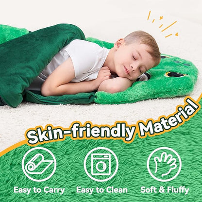 iPlay, iLearn Kids Dinosaur Sleeping Bag, Toddler Boy Dino Nap Mat, Plush Animal Slumber Bag 2 In 1 Pillow Daycare Preschool Kindergarten Birthday Gift Travel Sleepover 3 4 5 6 7 8 10 12 Yr Child Teen