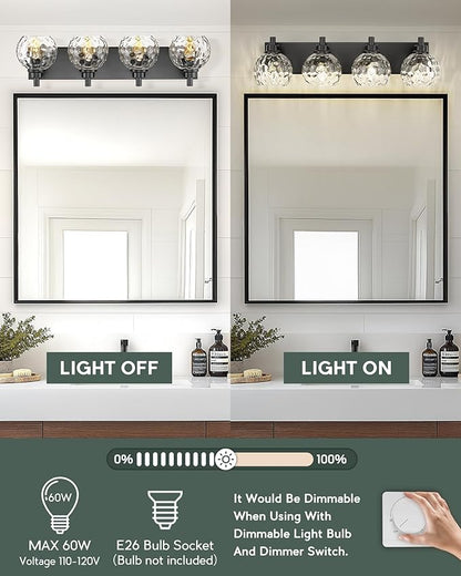 METWET Bathroom Light Fixtures Over Mirror, 4-Light Modern Sconces Wall Lighting