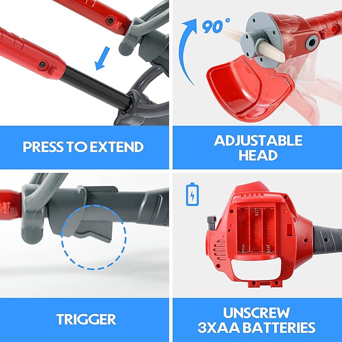 Toy Choi's Toy Trimmer - Power Construction Play Tool Kids Trimmer,Outside Pretend Play Garden Toy with Light Sound,Educational Gift Kid Toddler Tool Set for Boy Girl Age 3, 4, 5,6,7+