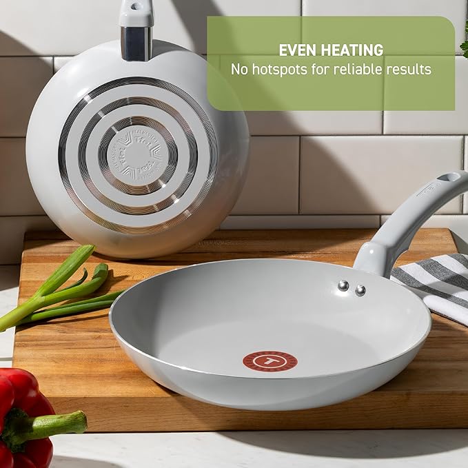 T-Fal Refresh Ceramic Nonstick Cookware Set, Oven Safe to 350°F, Includes