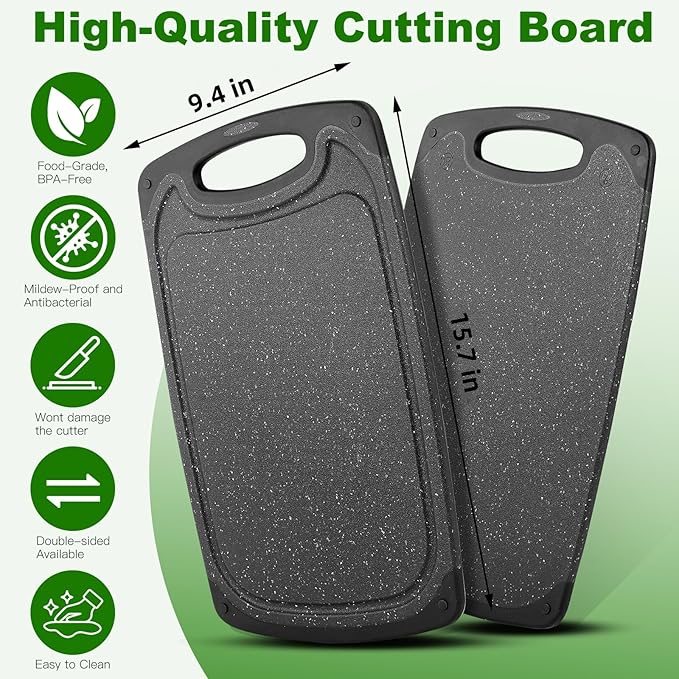 Cutting Boards, 15.7"×9.4" Plastic Chopping Board Made From Natural Food Grade