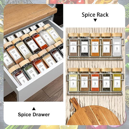 Aliggbent Spice Jars with Lable, Spice Containers Bottles, Glass Seasoning Jars