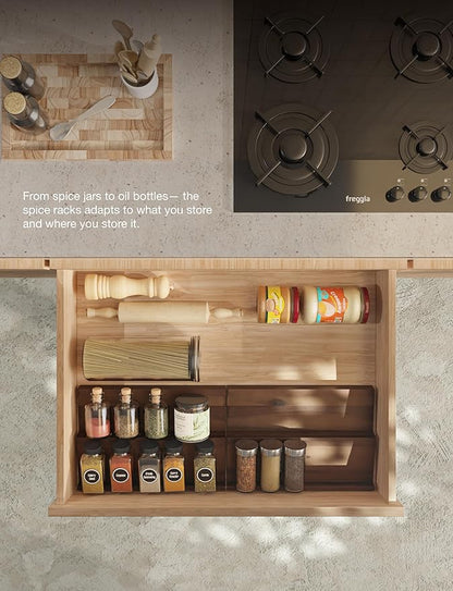 Tinamo Acacia Wooden Spice Rack Organizer