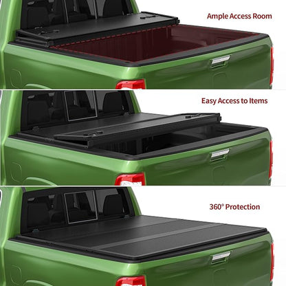 YITAMOTOR FRP Hard Tri-Fold Truck Bed Tonneau Cover Fit for Dodge Ram 1500 New Body Style 2019 2020 2021 2022 2023 2024 2025 2026, 6.4 ft Bed Without Rambox