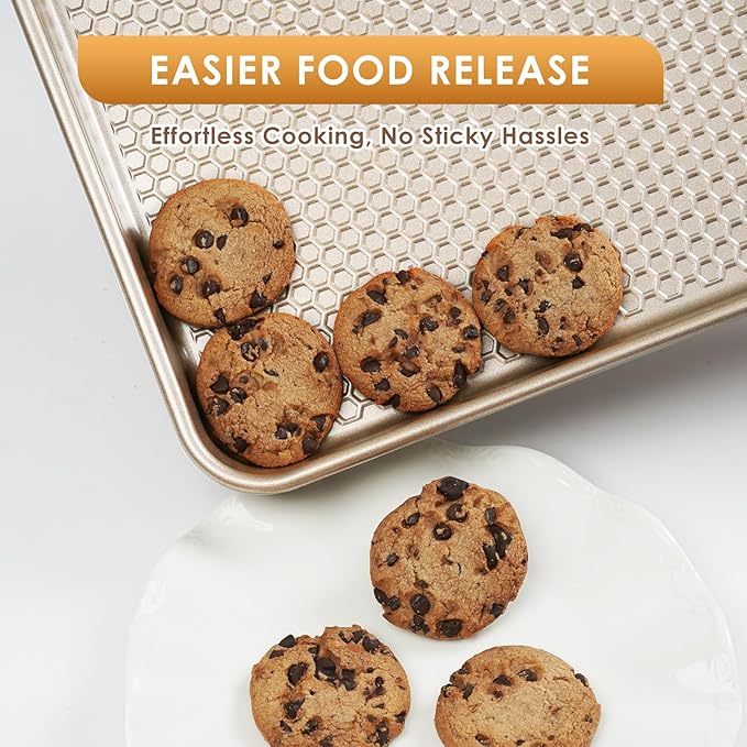 Baking Sheet Pan Set of 3, Nonstick Carbon Steel Cookie Sheets