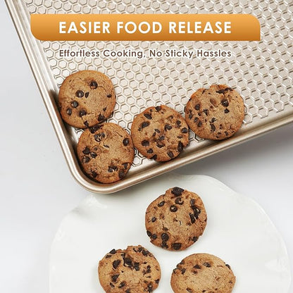 Baking Sheet Pan Set of 3, Nonstick Carbon Steel Cookie Sheets